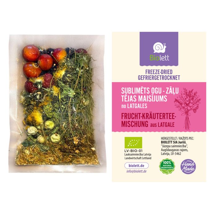 Organic Aronia Berry, Rosehips, Elderflower, Dandelion Flowers, Mint, Grape and Strawberry Tea Blend, Freeze-Dried